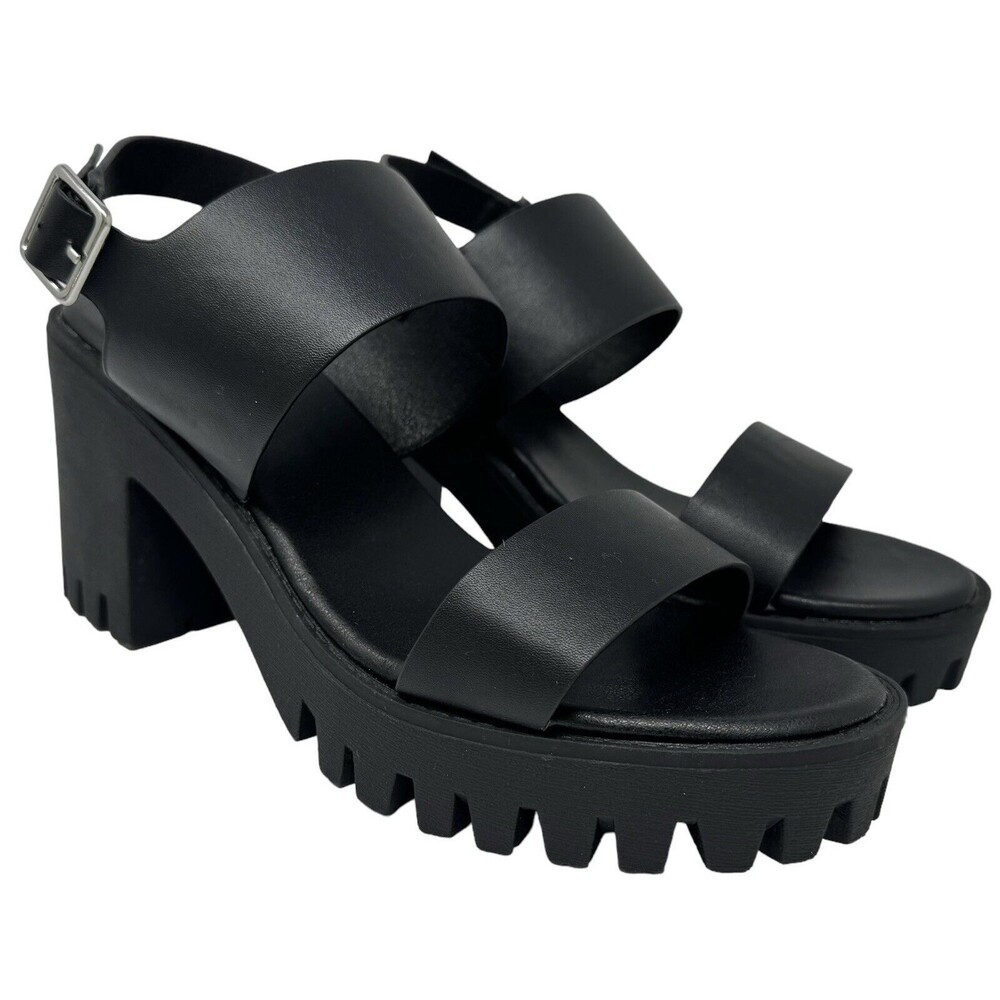 Madden Girl G-Starry Chunky Sandals Women’s 11 Black Strappy Y2K Style Sandals